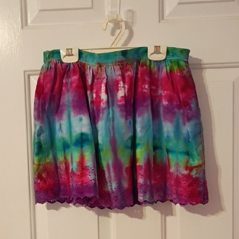 Basic Editions Colorful Tie-Dye Mini Skirt